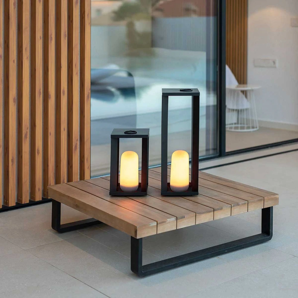 SIROCO 30 - Φορητό Μεταλλικό Φανάρι χωρίς Καλώδια με Εφέ Φλόγας / Σταθερό  - New Garden