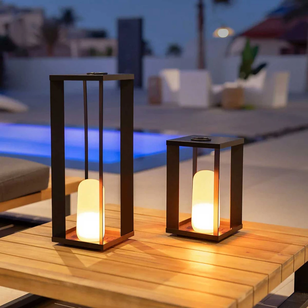 SIROCO 30 - Φορητό Μεταλλικό Φανάρι χωρίς Καλώδια με Εφέ Φλόγας / Σταθερό  - New Garden