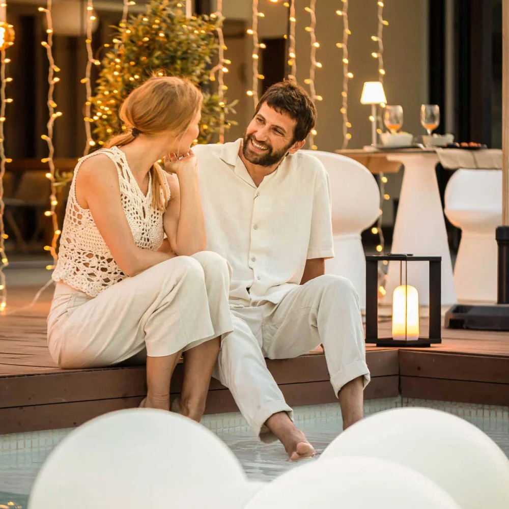 SIROCO 30 - Φορητό Μεταλλικό Φανάρι χωρίς Καλώδια με Εφέ Φλόγας / Σταθερό  - New Garden