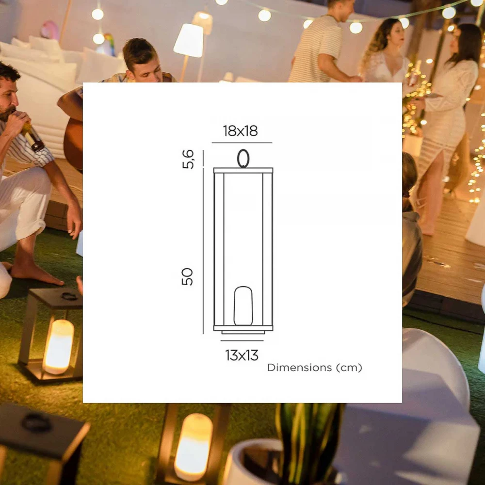 SIROCO 50 - Φορητό Μεταλλικό Φανάρι χωρίς Καλώδια με Εφέ Φλόγας / Σταθερό  - New Garden