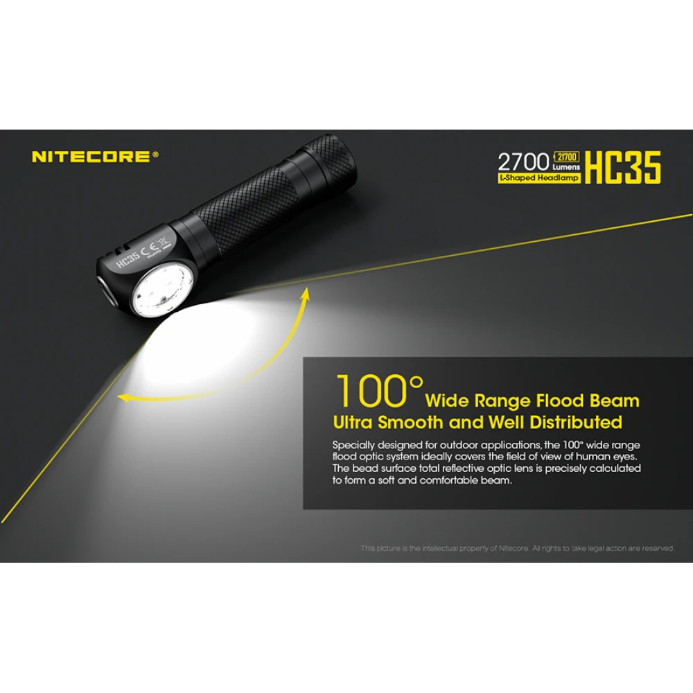 ΦΑΚΟΣ LED NITECORE HEADLAMP HC35, Rechargable 2700Lumens + 4000ma 21700 batt