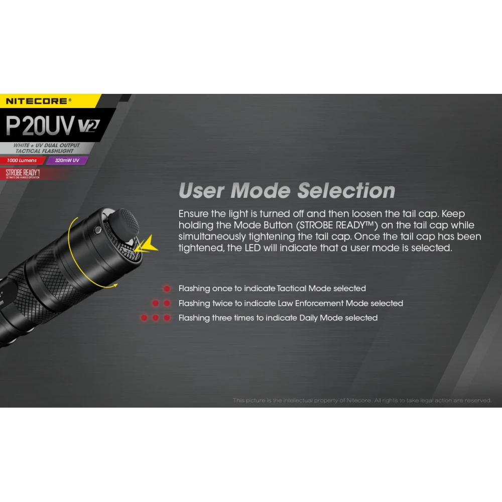 ΦΑΚΟΣ LED NITECORE PRECISE P20UV V2, Tactical, Strobe Ready