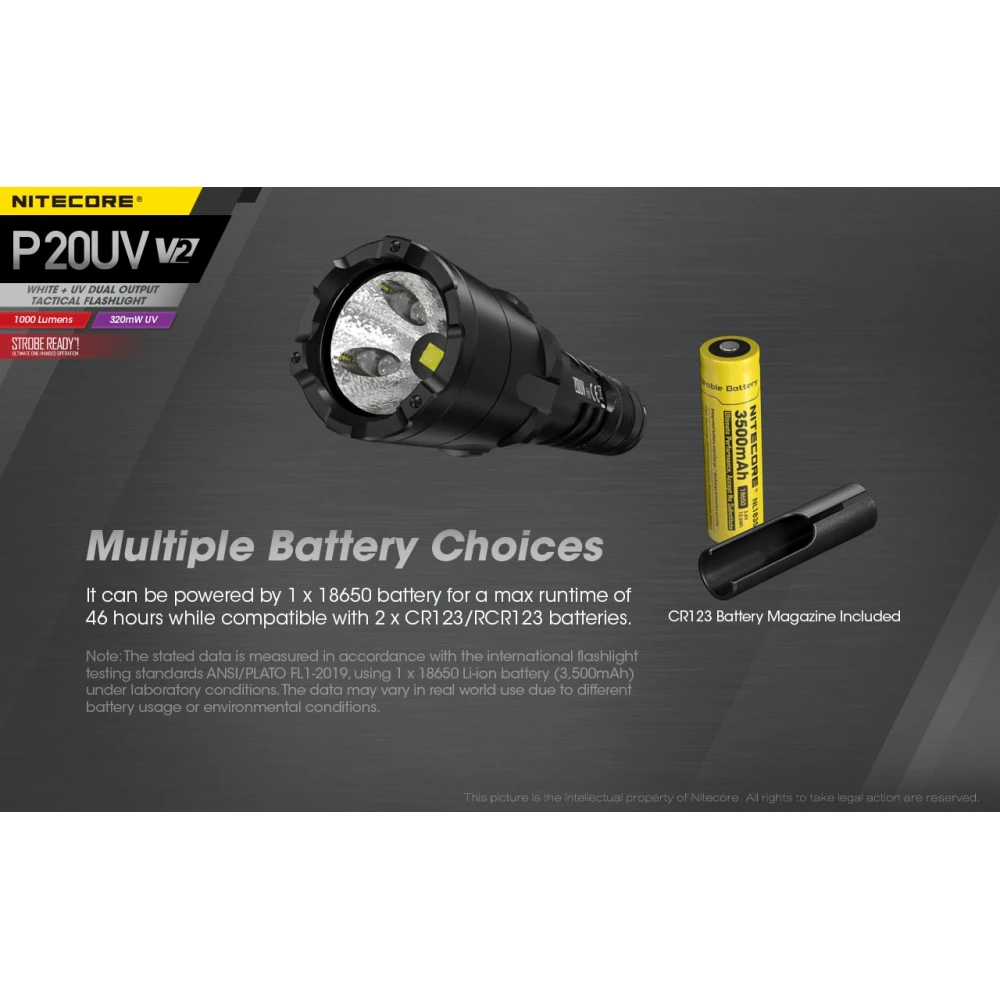 ΦΑΚΟΣ LED NITECORE PRECISE P20UV V2, Tactical, Strobe Ready