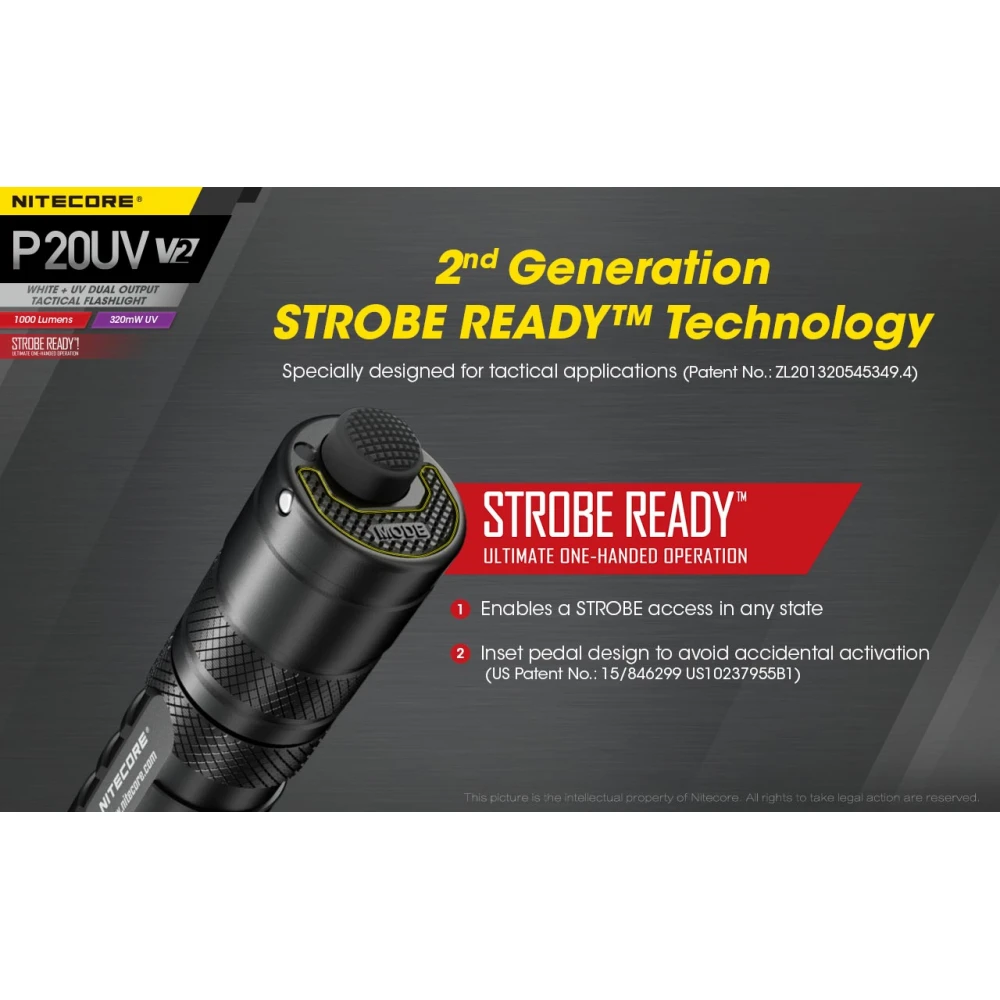 ΦΑΚΟΣ LED NITECORE PRECISE P20UV V2, Tactical, Strobe Ready