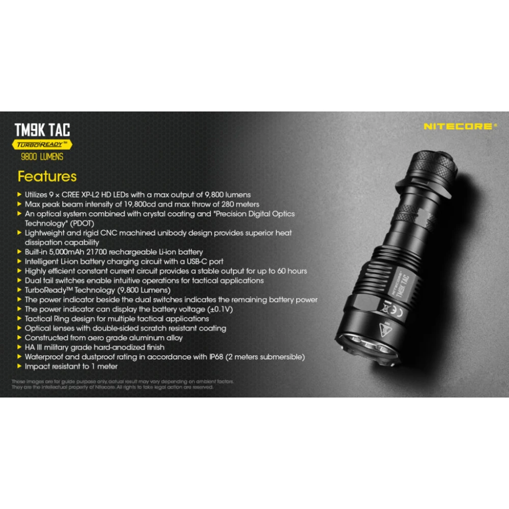 ΦΑΚΟΣ LED NITECORE TM9KTAC, 9800 Lumens