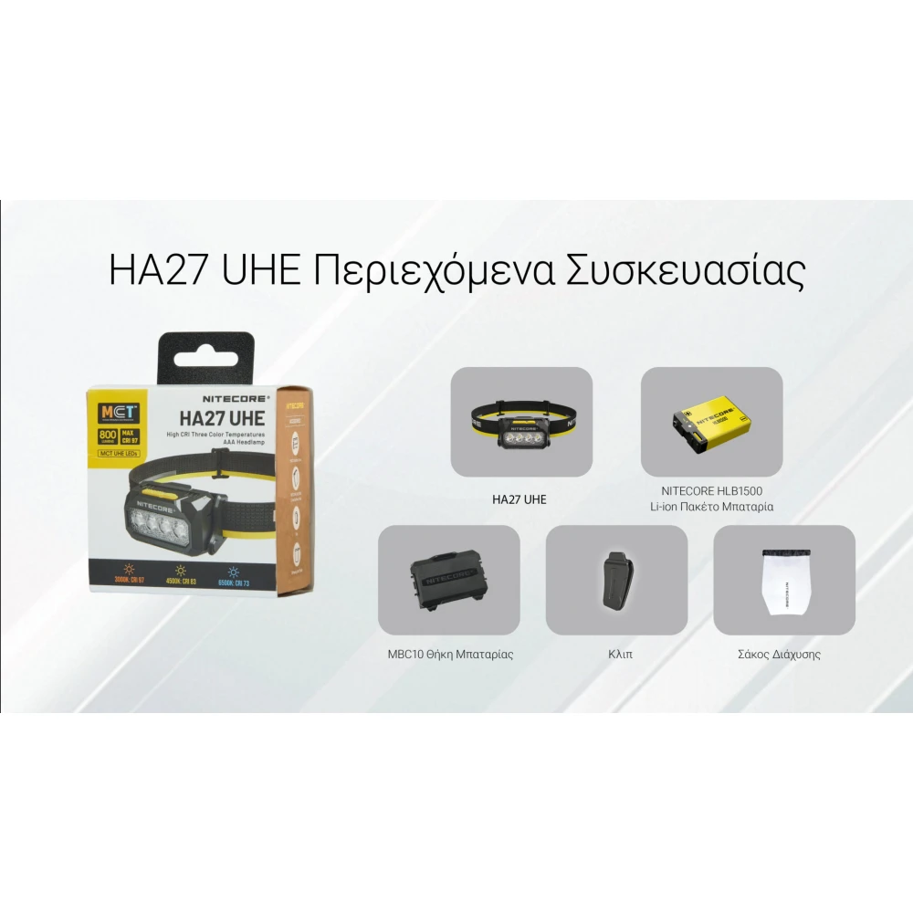 ΦΑΚΟΣ LED NITECORE HEADLAMP HA27UHE, 800lumens, 75g