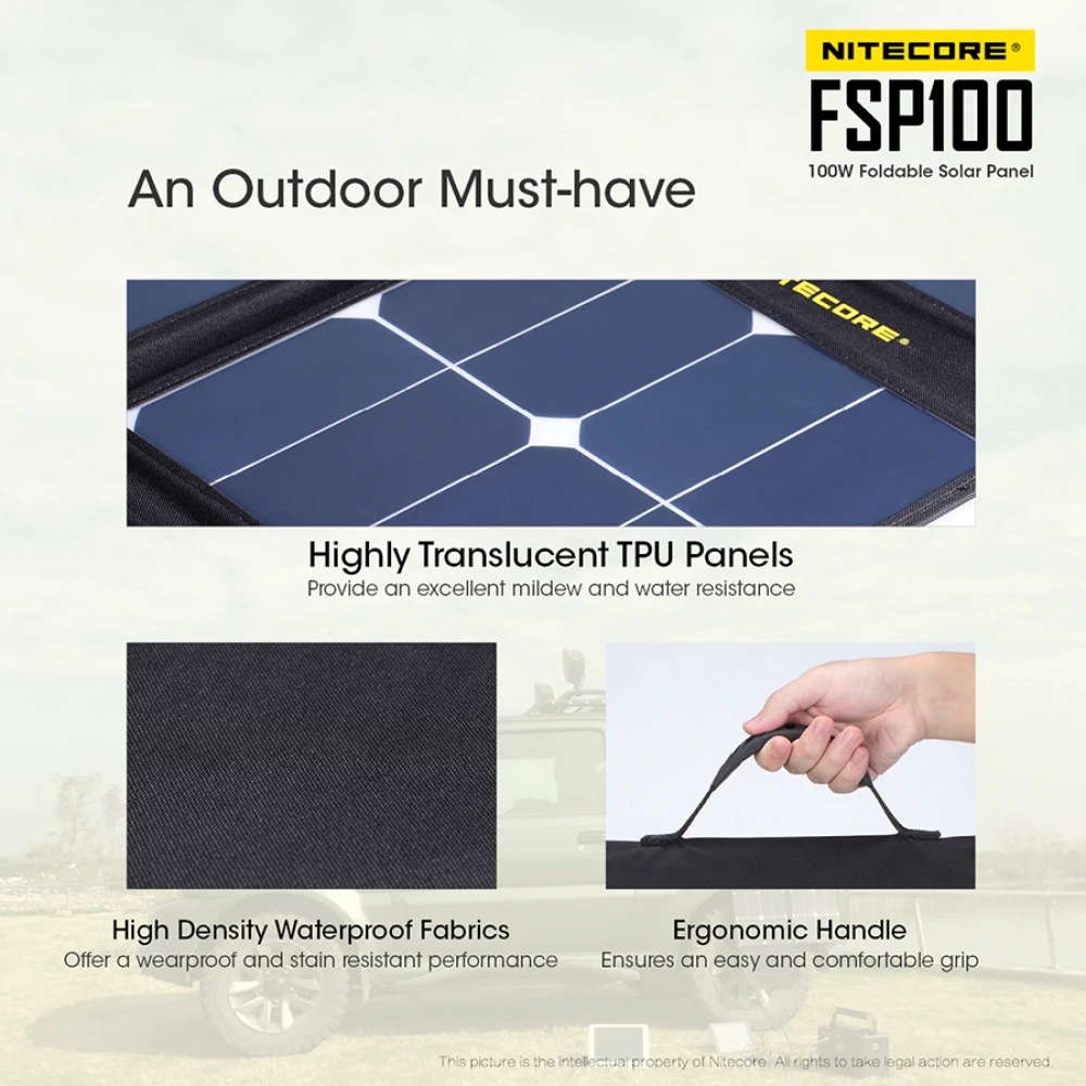 Ηλιακό PANEL NITECORE FSP100, Φορητό, 100W