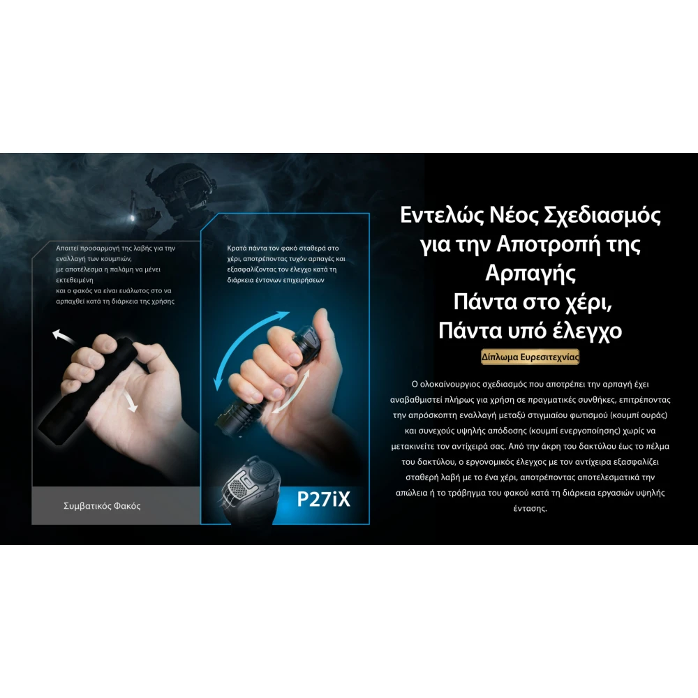 ΦΑΚΟΣ LED NITECORE PRECISE P27ix, Tactical Lumin Sield, Strobe ready, 5000lm