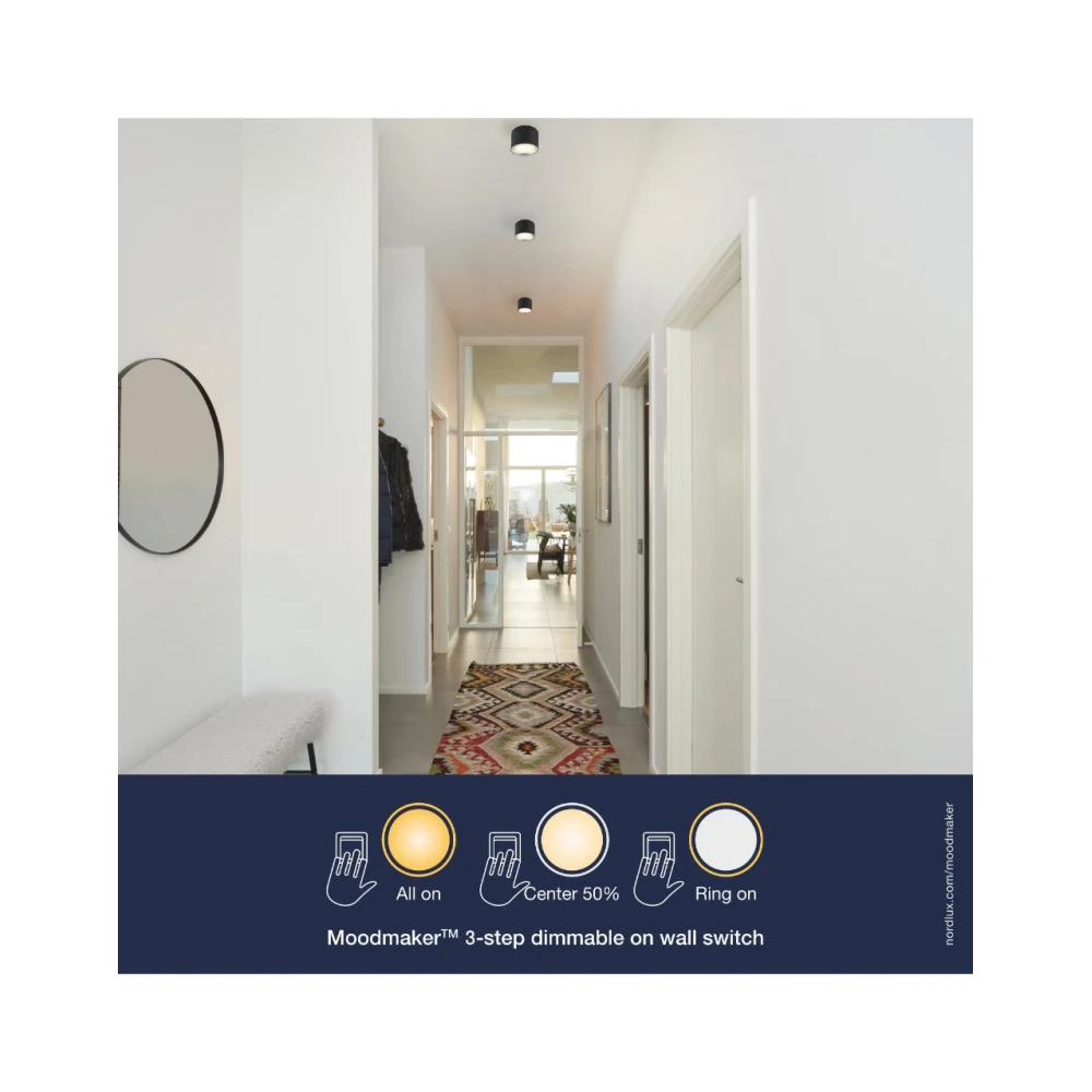 LED Σποτ Οροφής Μαύρο Μεταλλικό 5,5W 2700K Moodmaker 3-steps Dimmable - Fallon - Nordlux