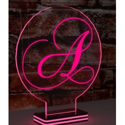 LED Φωτιστικό Χαραγμένο Plexiglass Με Σχέδιο Αρχικό Γράμμα -A- Με Διακόπτη ON/OFF Plexi