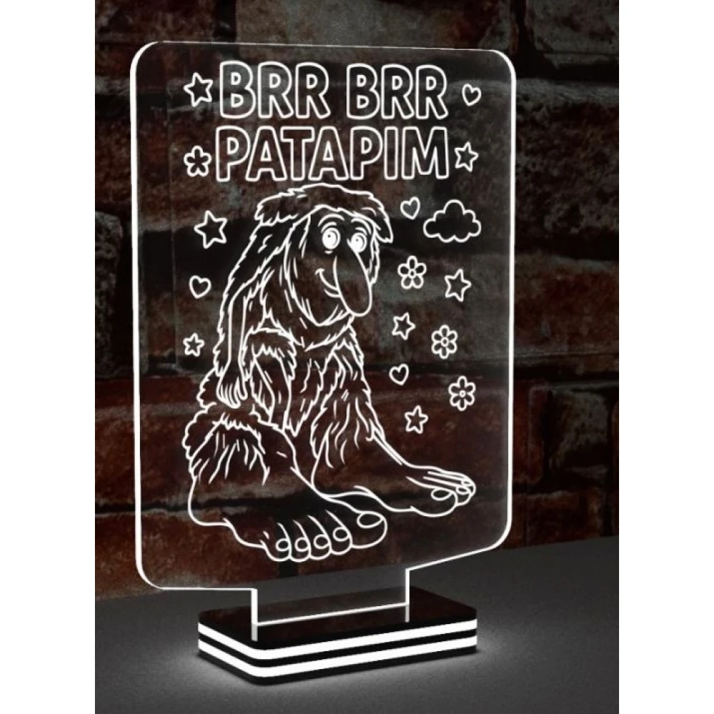 LED Φωτιστικό Χαραγμένο Plexiglass Με Σχέδιο Brrr Brrr Patapim Με Διακόπτη ON/OFF Plexi