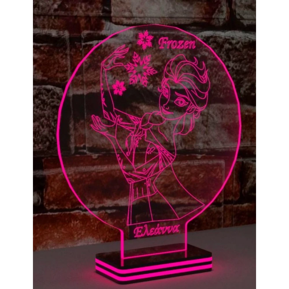LED Φωτιστικό Χαραγμένο Plexiglass Με Σχέδιο Frozen Elsa Με Διακόπτη ON/OFF AlphaLed