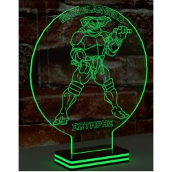 LED Φωτιστικό Χαραγμένο Plexiglass Με Σχέδιο Ninja Turtles Michelangelo Με Διακόπτη ON/OFF
