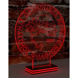 LED Φωτιστικό Χαραγμένο Plexiglass Με Σχέδιο Ολυμπιακός Με Διακόπτη ON/OFF Plexi