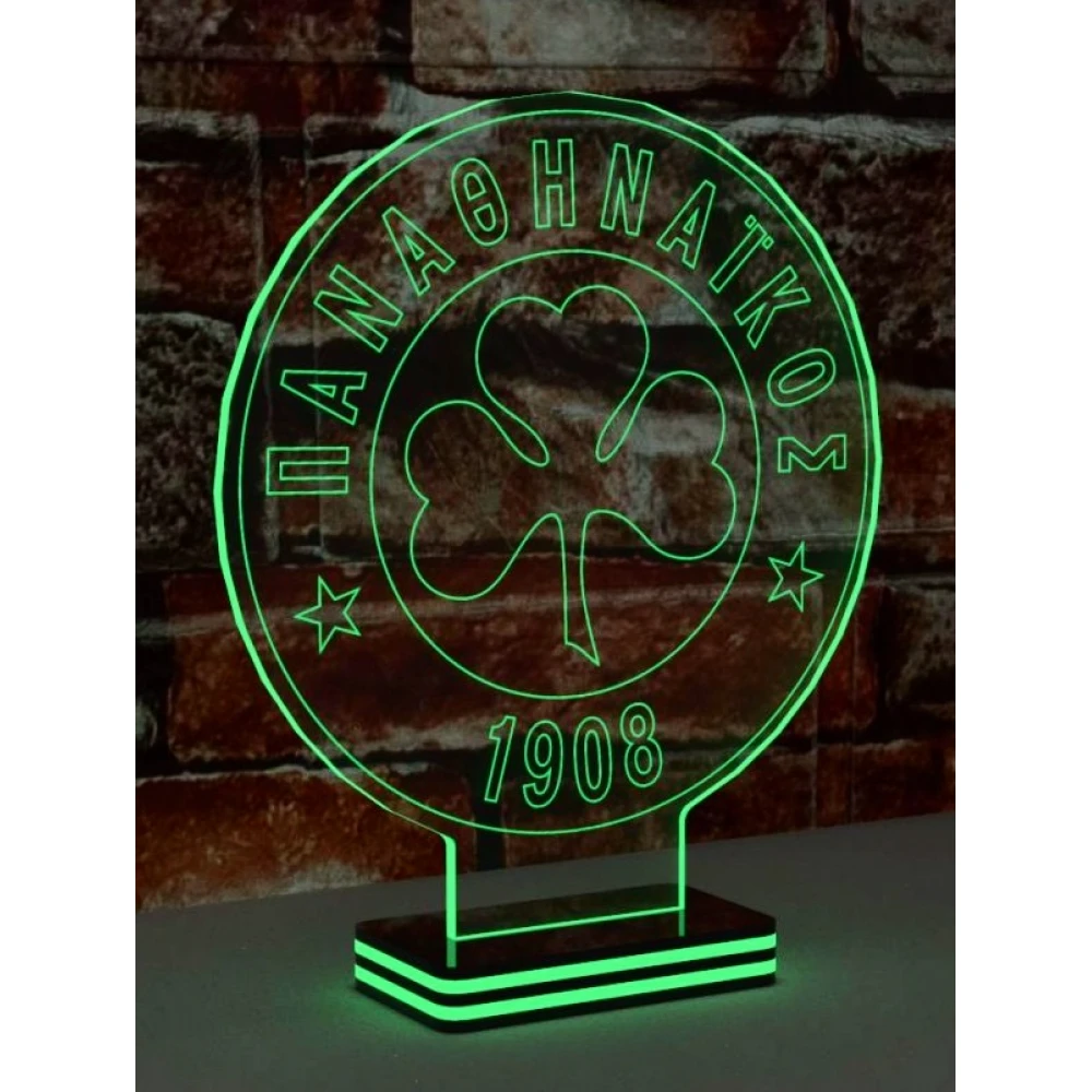 LED Φωτιστικό Χαραγμένο Plexiglass Με Σχέδιο Παναθηναϊκός Με Διακόπτη ON/OFF Plexi