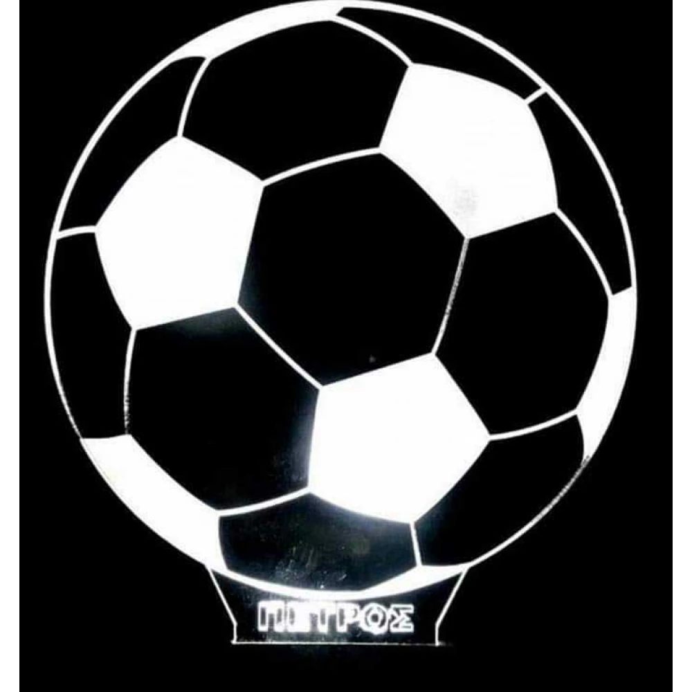 LED Φωτιστικό Χαραγμένο Plexiglass Με Σχέδιο Μπάλα Ποδοσφαίρου Με Διακόπτη ON/OFF Plexi