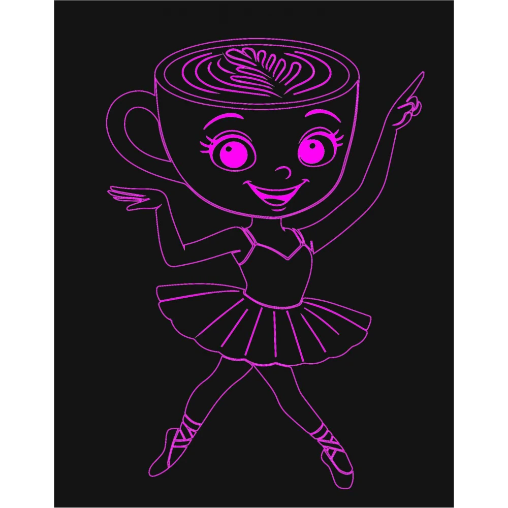 LED Φωτιστικό Χαραγμένο Plexiglass Με Σχέδιο Ballerina Cappuccina Με Διακόπτη ON/OFF Plexi