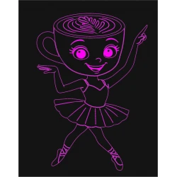 LED Φωτιστικό Χαραγμένο Plexiglass Με Σχέδιο Ballerina Cappuccina Με Διακόπτη ON/OFF Plexi