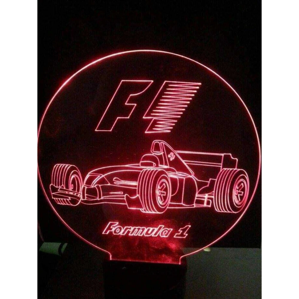 LED Φωτιστικό Χαραγμένο Plexiglass Με Σχέδιο Formula 1 Με Διακόπτη ON/OFF Plexi