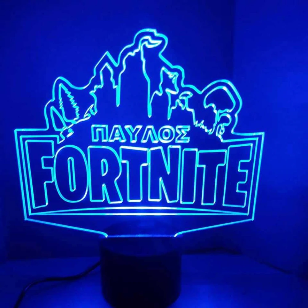 LED Φωτιστικό Χαραγμένο Plexiglass Με Σχέδιο FORTNITE Με Διακόπτη ON/OFF Plexi