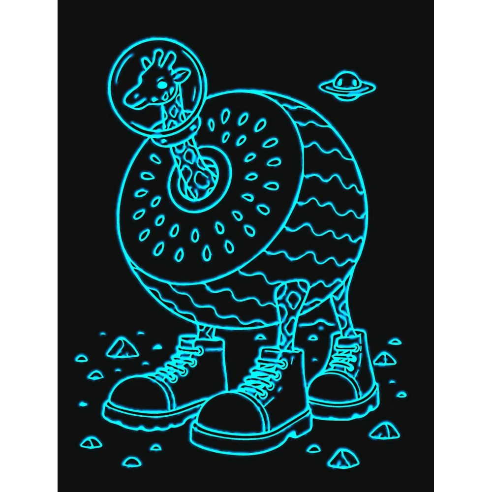 LED Φωτιστικό Χαραγμένο Plexiglass Με Σχέδιο Girafa Celeste Με Διακόπτη ON/OFF Plexi