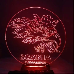 LED Φωτιστικό Χαραγμένο Plexiglass Με Σχέδιο SCANIA Με Διακόπτη ON/OFF Plexi