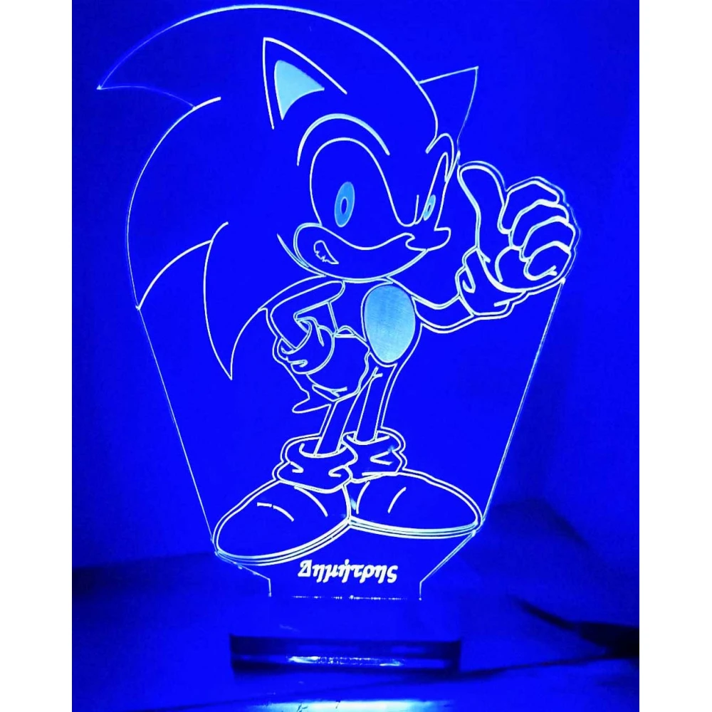 LED Φωτιστικό Χαραγμένο Plexiglass Με Σχέδιο Sonic Με Διακόπτη ON/OFF Plexi