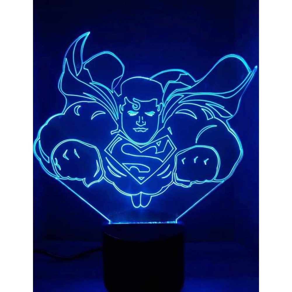 LED Φωτιστικό Χαραγμένο Plexiglass Με Σχέδιο Superman Με Διακόπτη ON/OFF AlphaLed