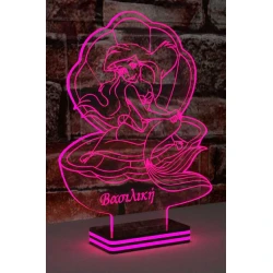 LED Φωτιστικό Χαραγμένο Plexiglass Με Σχέδιο Άριελ η Μικρή Γοργόνα Με Διακόπτη ON/OFF Plexi
