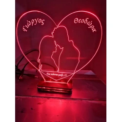 LED Φωτιστικό Χαραγμένο Plexiglass Με Σχέδιο Love Με Διακόπτη ON/OFF Plexi