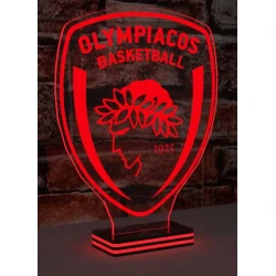 LED Φωτιστικό Plexiglass Με Σχέδιο - Ολυμπιακός Basket