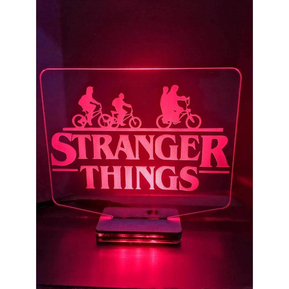 LED Φωτιστικό Χαραγμένο Plexiglass Με Σχέδιο Stranger Things Με Διακόπτη ON/OFF Plexi