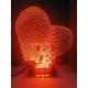 LED Φωτιστικό Χαραγμένο Plexiglass Με Σχέδιο 3D Καρδιές Με Διακόπτη ON/OFF AlphaLed