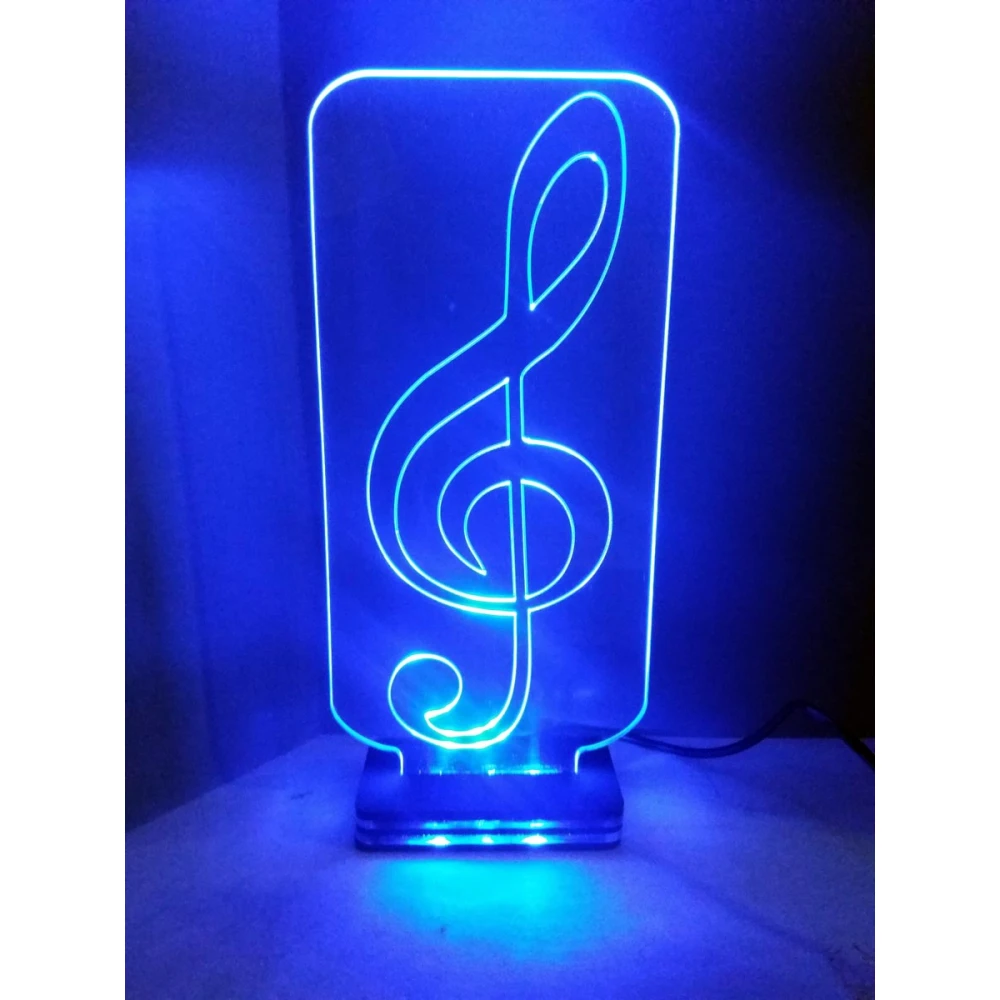 LED Φωτιστικό Χαραγμένο Plexiglass Με Σχέδιο  Κλειδί Του Σολ Με ON/OFF Plexi