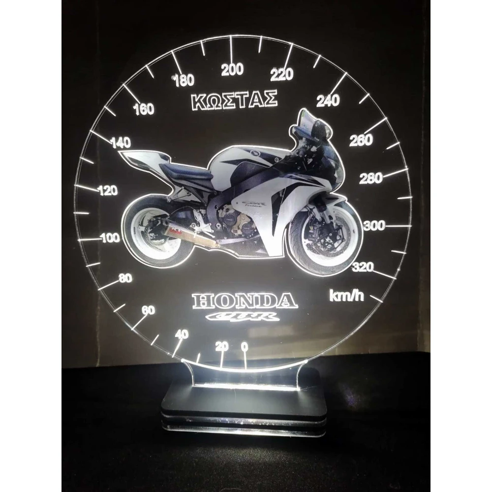 LED Φωτιστικό Plexiglass Motorcycle με χάραξη laser το όνομα και φωτογραφία της επιλογής σας