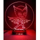 LED Φωτιστικό Χαραγμένο Plexiglass Με Σχέδιο Πιτζαμοήρωες, Owlette Με Διακόπτη ON/OFF Plexi
