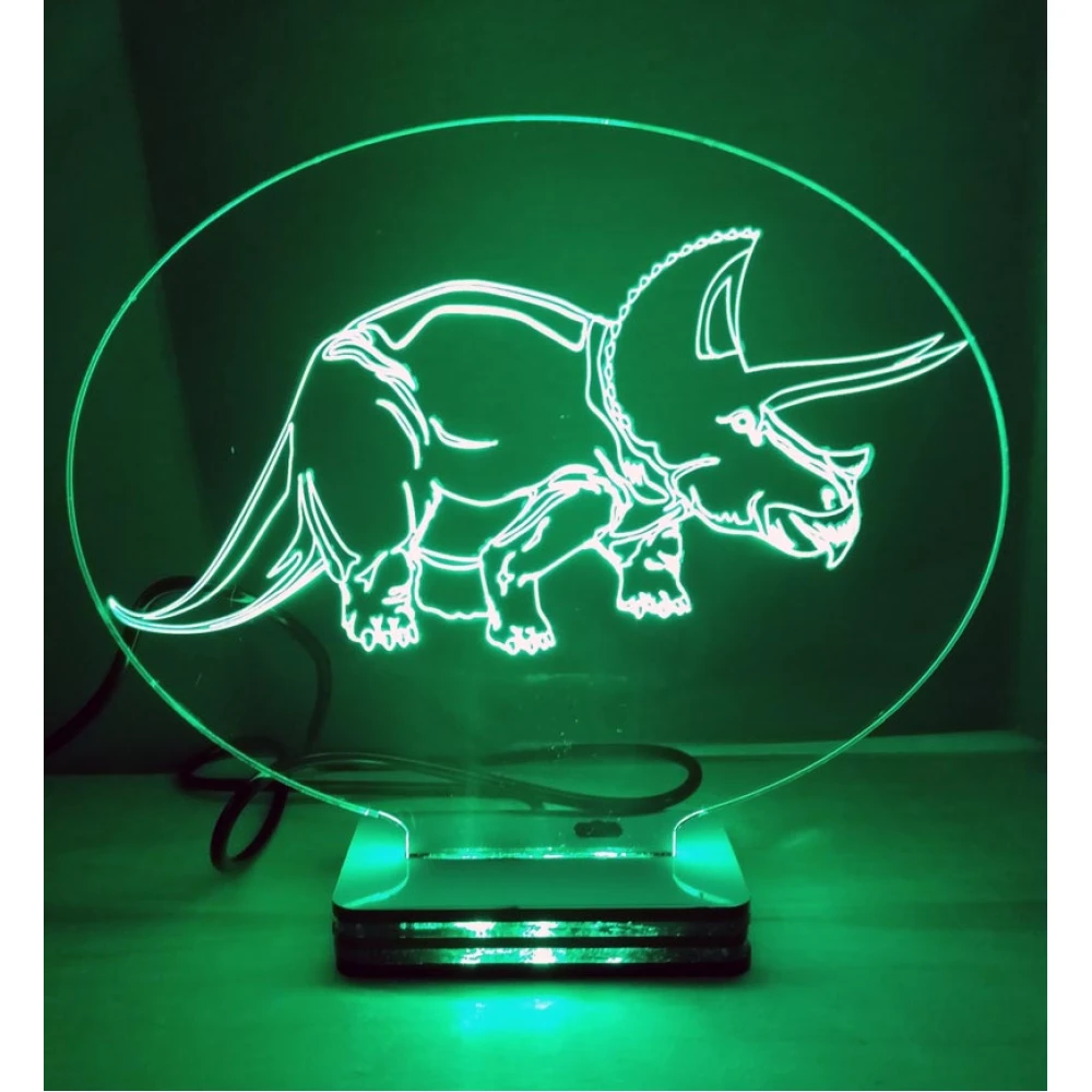 LED Φωτιστικό Χαραγμένο Plexiglass Με Σχέδιο Δεινόσαυρος Με Διακόπτη ON/OFF AlphaLed
