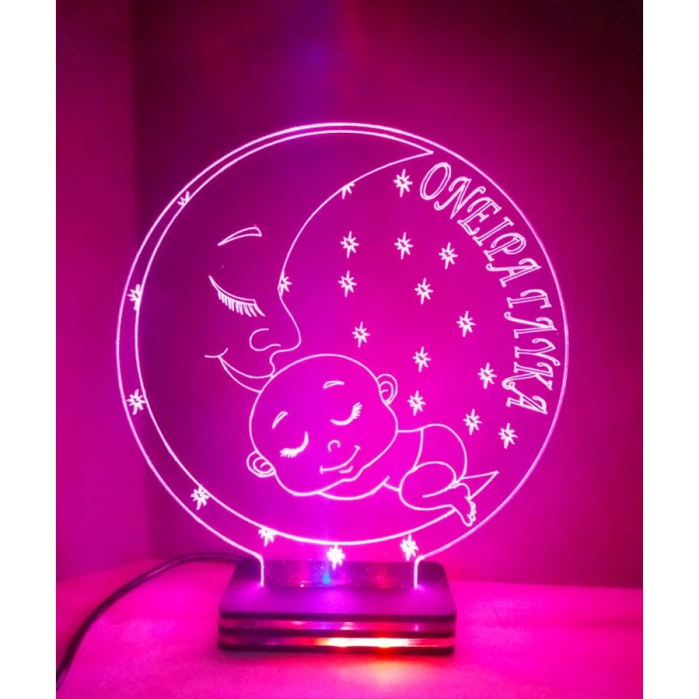 LED Φωτιστικό Χαραγμένο Plexiglass Με Σχέδιο Φεγγάρακι Με Διακόπτη ON/OFF AlphaLed