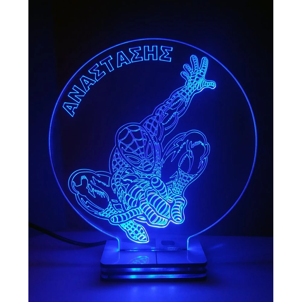 LED Φωτιστικό Χαραγμένο Plexiglass Με Σχέδιο Spiderman Με Διακόπτη ON/OFF AlphaLed