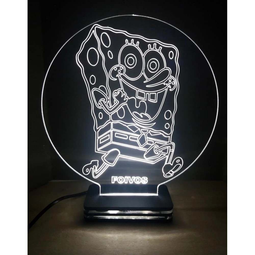 LED Φωτιστικό Χαραγμένο Plexiglass Με Σχέδιο Spongebob Squarepants Με Διακόπτη ON/OFF AlphaLed