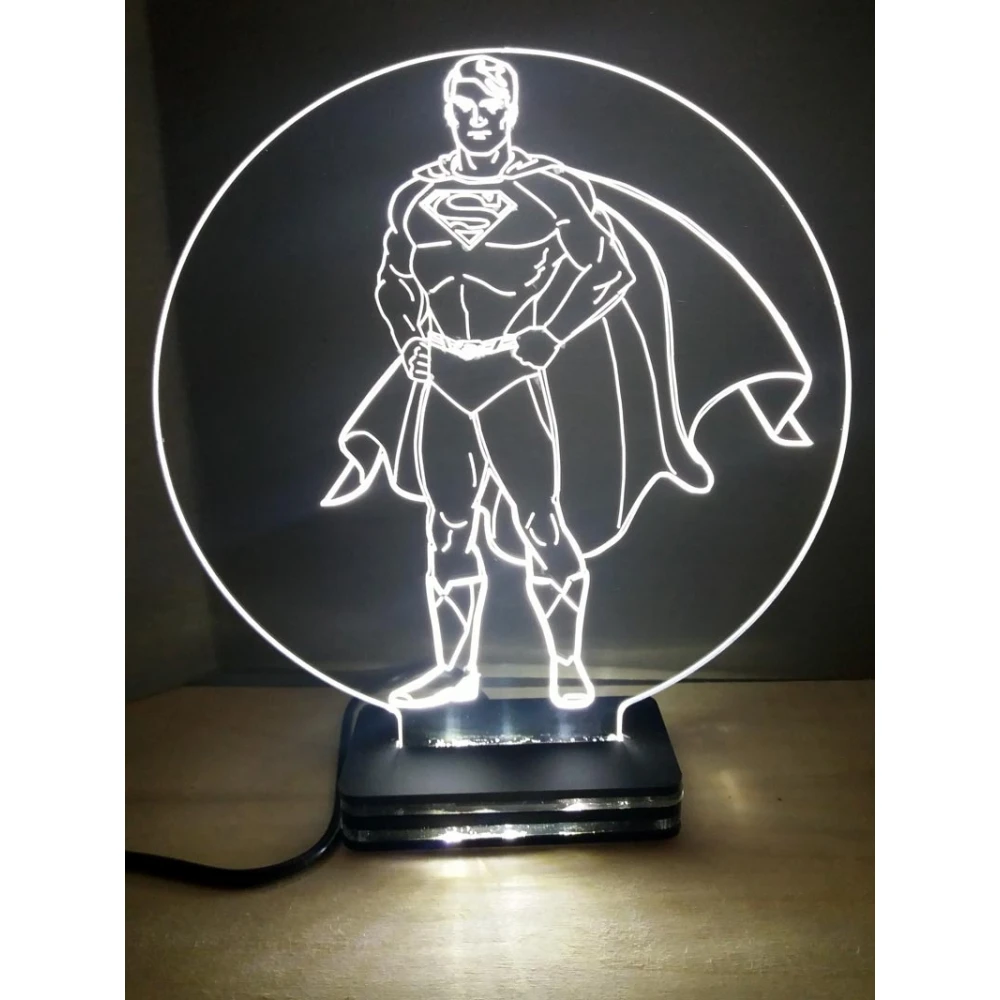 LED Φωτιστικό Χαραγμένο Plexiglass Με Σχέδιο Superheroes Superman Με Διακόπτη ON/OFF AlphaLed