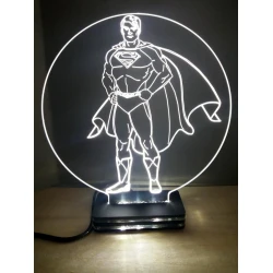 LED Φωτιστικό Χαραγμένο Plexiglass Με Σχέδιο Superheroes Superman Με Διακόπτη ON/OFF AlphaLed
