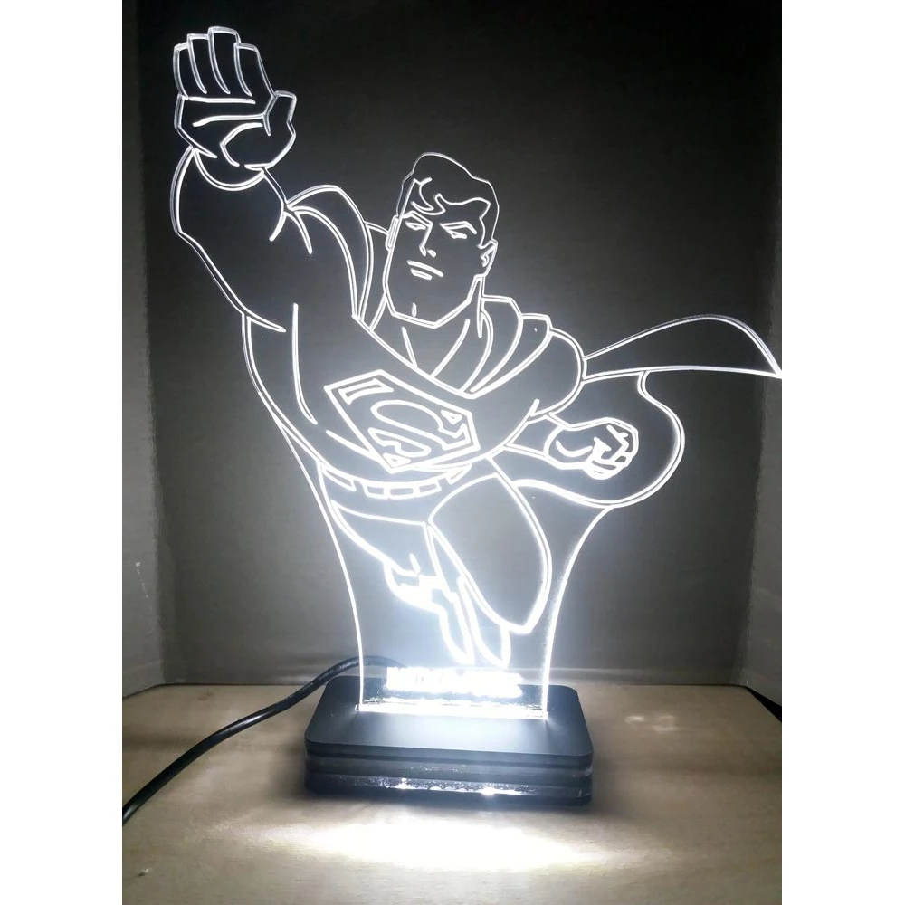 LED Φωτιστικό Χαραγμένο Plexiglass Με Σχέδιο Superheroes Superman Με Διακόπτη ON/OFF AlphaLed