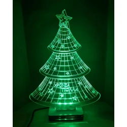 LED Φωτιστικό Χαραγμένο Plexiglass Με Σχέδιο Χριστουγεννιάτικο Δέντρο Με Διακόπτη ON/OFF Plexi