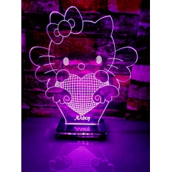 LED Φωτιστικό Χαραγμένο Plexiglass Με Σχέδιο Hello Kitty Με Διακόπτη ON/OFF Plexi