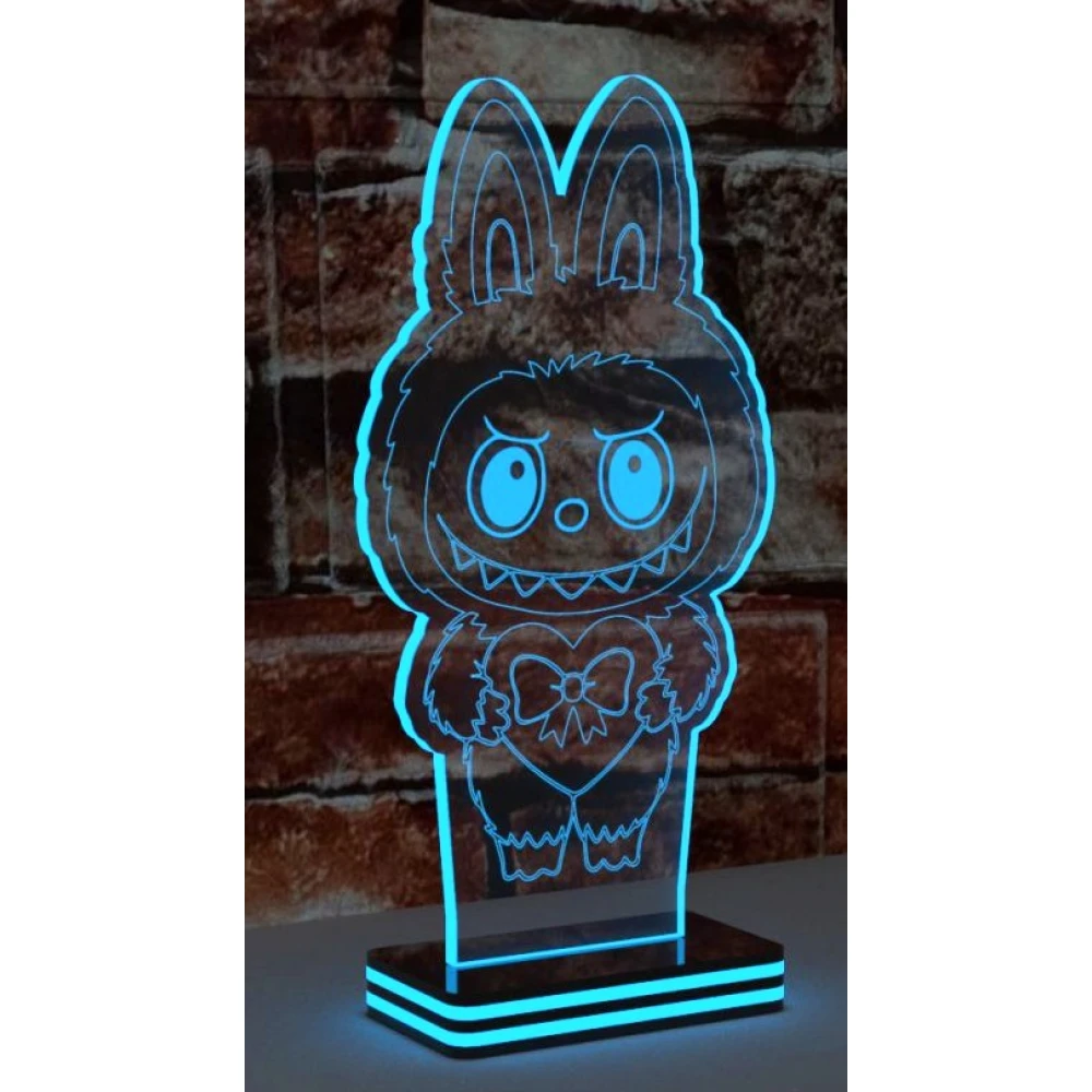 LED Φωτιστικό Χαραγμένο Plexiglass Με Σχέδιο Labubu Με Διακόπτη ON/OFF Plexi