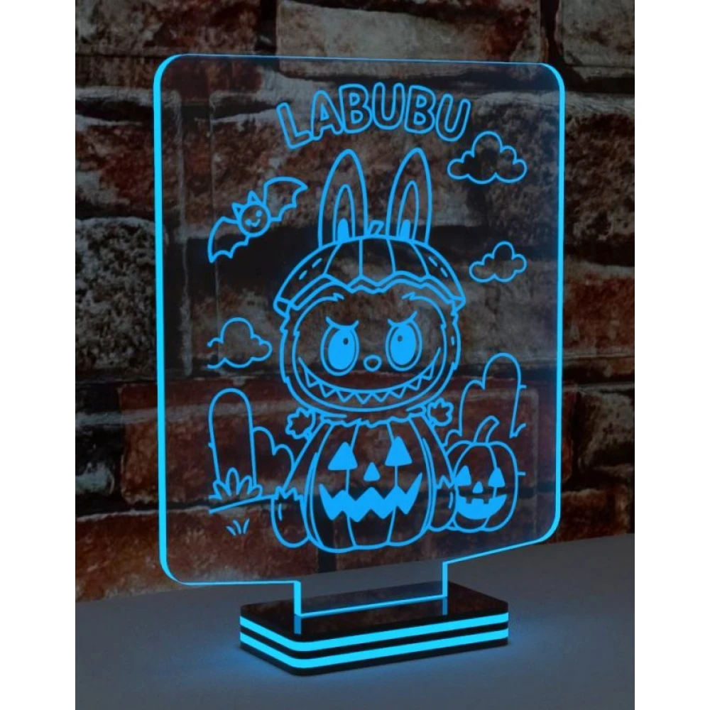 LED Φωτιστικό Χαραγμένο Plexiglass Με Σχέδιο Labubu Με Διακόπτη ON/OFF Plexi