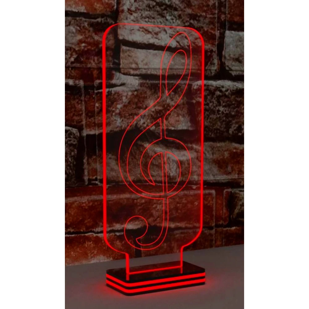 LED Φωτιστικό Χαραγμένο Plexiglass Με Σχέδιο  Κλειδί Του Σολ Με ON/OFF Plexi