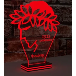 LED Φωτιστικό Χαραγμένο Plexiglass Με Σχέδιο Ολυμπιακός 1925 Με Διακόπτη ON/OFF Plexi