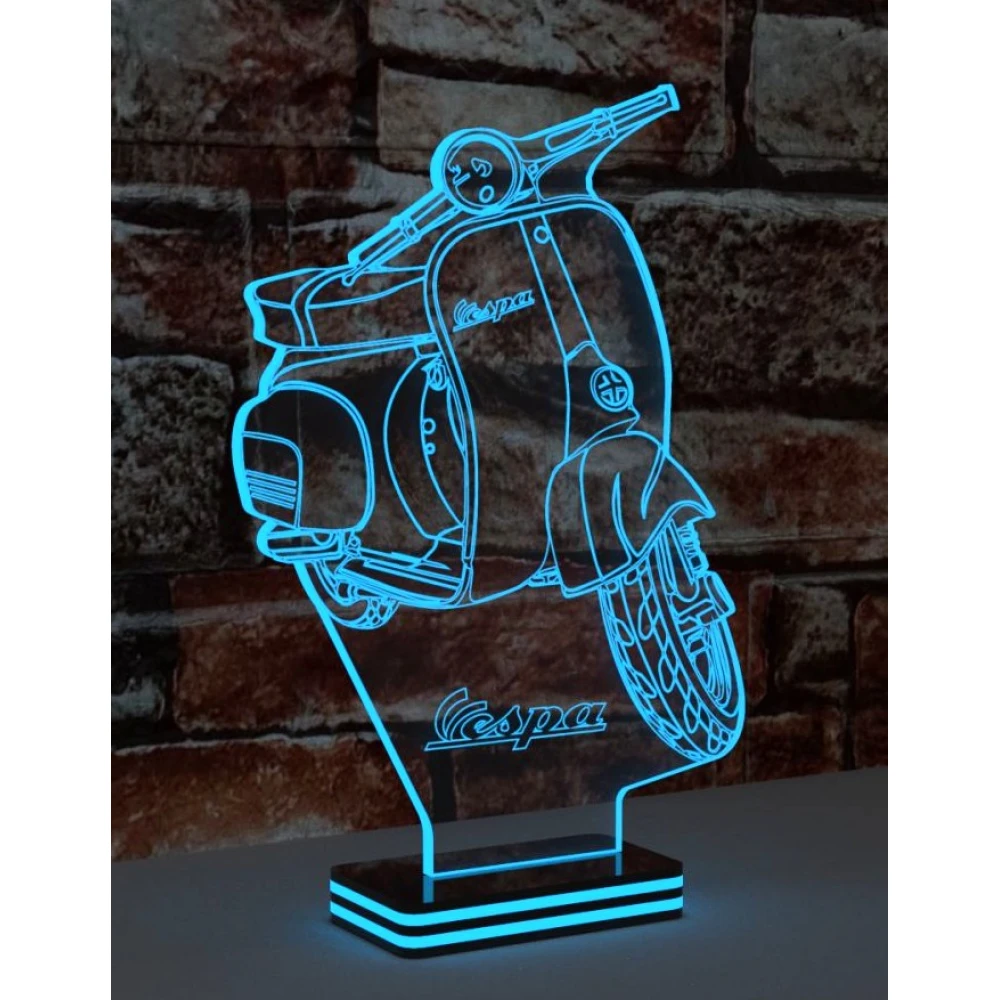 LED Φωτιστικό Χαραγμένο Plexiglass Με Σχέδιο Vespa Με Διακόπτη ON/OFF AlphaLed